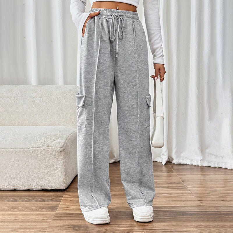 Hildeburg | Women's Elastic Waist Pockets Comfortable Pants – Dress Pants in Gray