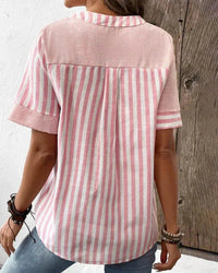 Hildegard | Women's Stripe Patchwork Design Blouse
