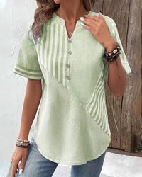 Hildegard | Women's Stripe Patchwork Design Blouse