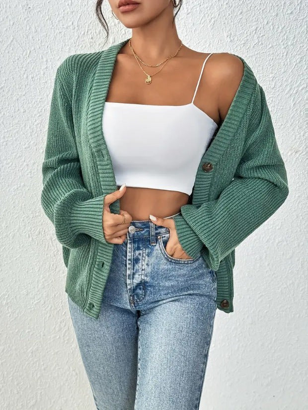 Hildegard | Women's Knit Cardigan in Light Green