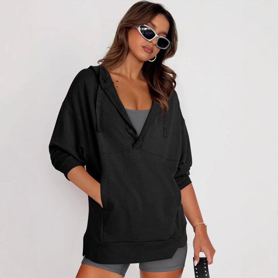 Hildegunde | Women's Asymmetric Pockets Hooded Hoodie