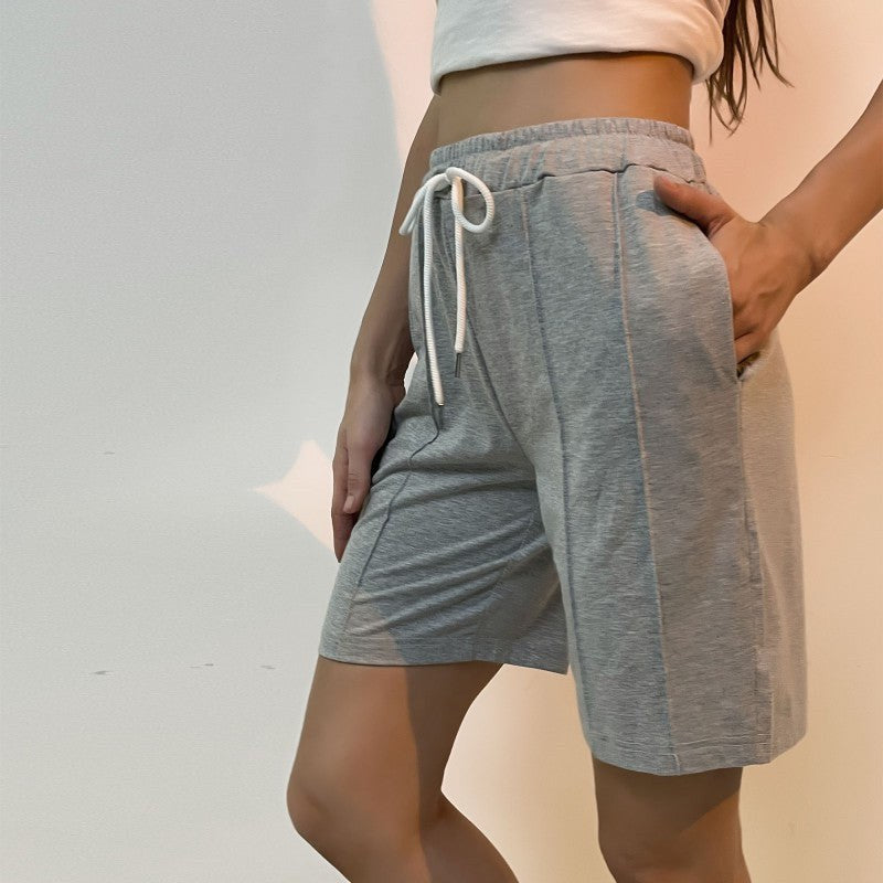 Hildemar | Women's Elastic Waist Comfortable Shorts in Light Gray
