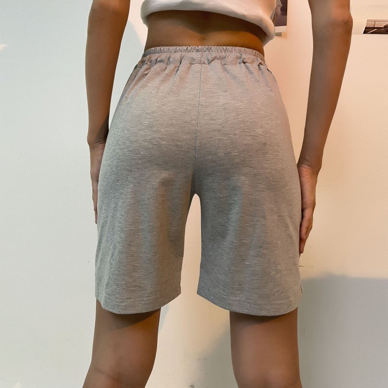 Hildemar | Women's Elastic Waist Comfortable Shorts in Light Gray