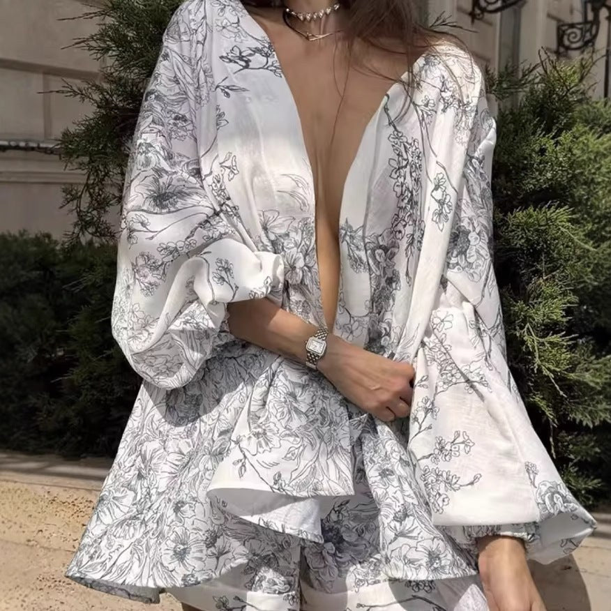 Hollis | Women's Floral Pajama Set in Anzug