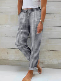 Honor | Women's Striped Pants in Dark Gray