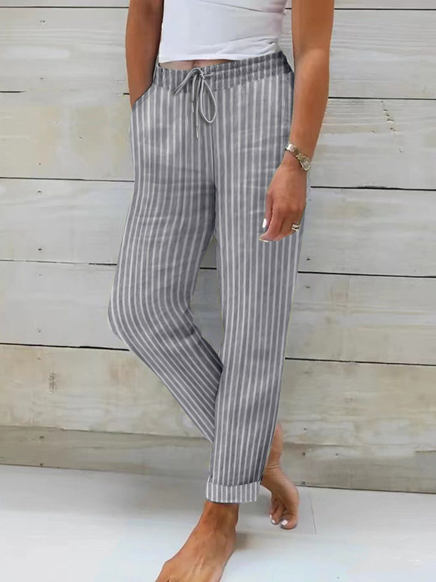 Honor | Women's Striped Pants in Gray