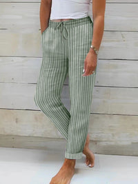 Honor | Women's Striped Pants in Green