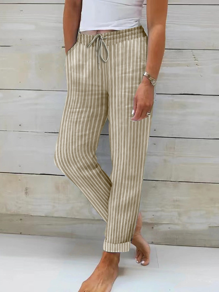Honor | Women's Striped Pants in Khaki