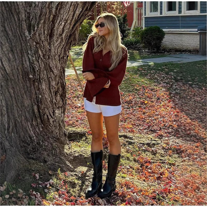Honora | Women's Knit Cardigan in Red