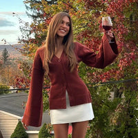 Honora | Women's Knit Cardigan in Red