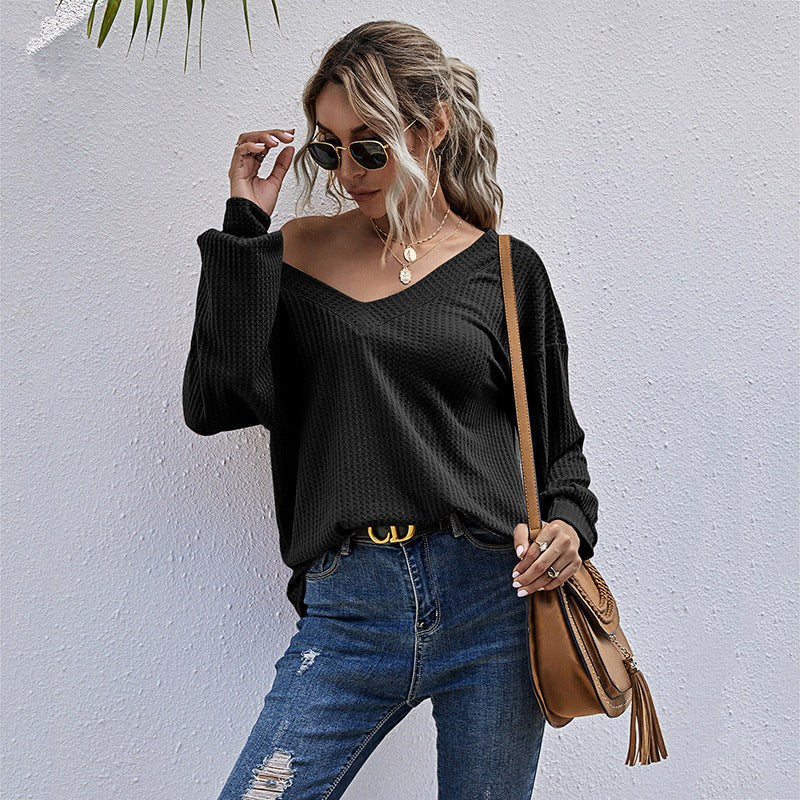 Honoria | Women's V-Neck Oversized Sweater in Black