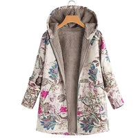 Honoria | Women's Hooded Floral Print Jacket in White