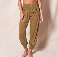 Honorine | Women's Elastic Waist Comfortable Casual Pants – Dress Pants in Brown