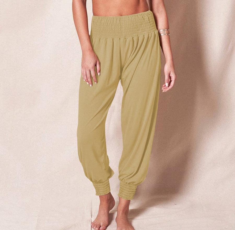 Honorine | Women's Elastic Waist Comfortable Casual Pants – Dress Pants in Khaki