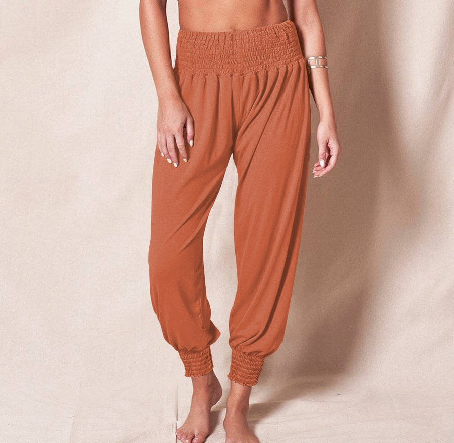 Honorine | Women's Elastic Waist Comfortable Casual Pants – Dress Pants in Orange