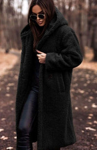 Hope | Women's Oversized Hooded Faux Fur Longline Winter Coat in Black