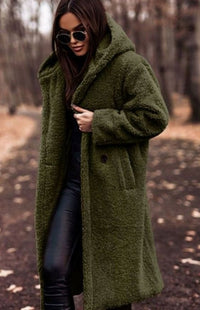 Hope | Women's Oversized Hooded Faux Fur Longline Winter Coat in Green