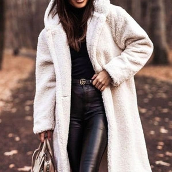 Hope | Women's Oversized Hooded Faux Fur Longline Winter Coat in White