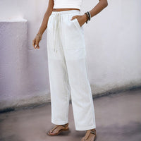 Hrefna | Women's Pockets Comfortable Casual Pants – Dress Pants in Beige