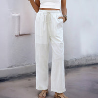 Hrefna | Women's Pockets Comfortable Casual Pants – Dress Pants in Beige