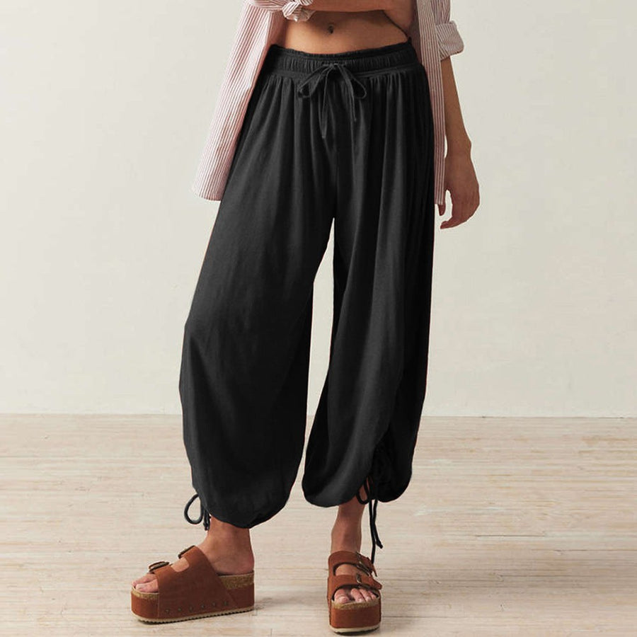 Hulda | Women's Ruffle Detail Comfortable Pants – Dress Pants in Black
