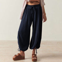 Hulda | Women's Ruffle Detail Comfortable Pants – Dress Pants in Deep Blue
