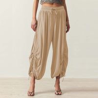 Hulda | Women's Ruffle Detail Comfortable Pants – Dress Pants in Khaki