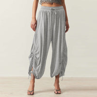 Hulda | Women's Ruffle Detail Comfortable Pants – Dress Pants in Light Gray