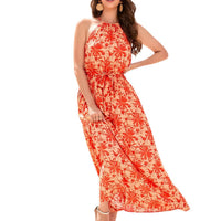 Hulda | Women's Floral Maxi Dress in Orange