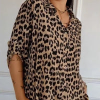 Hyacinth | Women's V-Neck Leopard Print Blouse