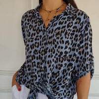 Hyacinth | Women's V-Neck Leopard Print Blouse
