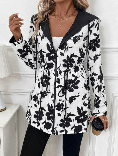 Hypatia | Women's Hooded Lined Design Jacket in White