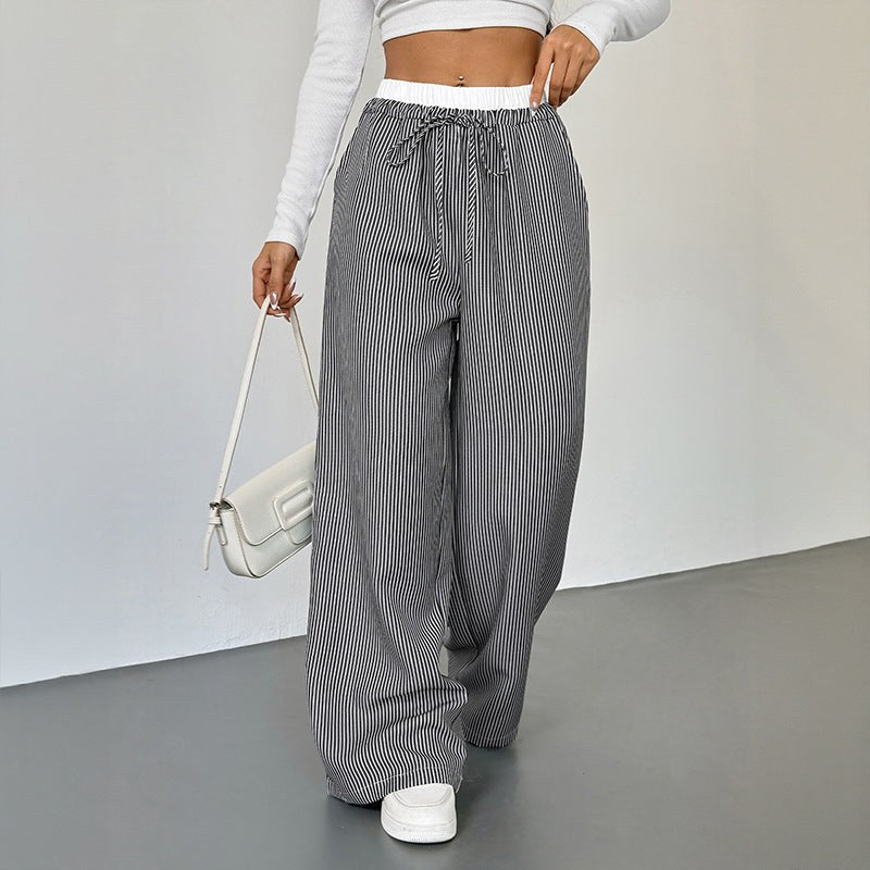 Ianthe | Women's Striped Comfortable Joggers in Black