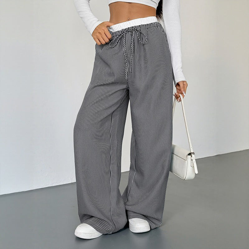 Ianthe | Women's Striped Comfortable Joggers in Black