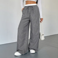 Ianthe | Women's Striped Comfortable Joggers in Black