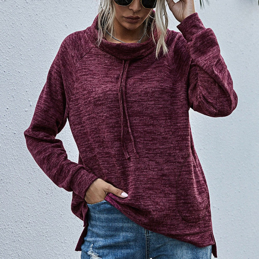 Ianthina | Women's Pockets Sweater in Wine Red