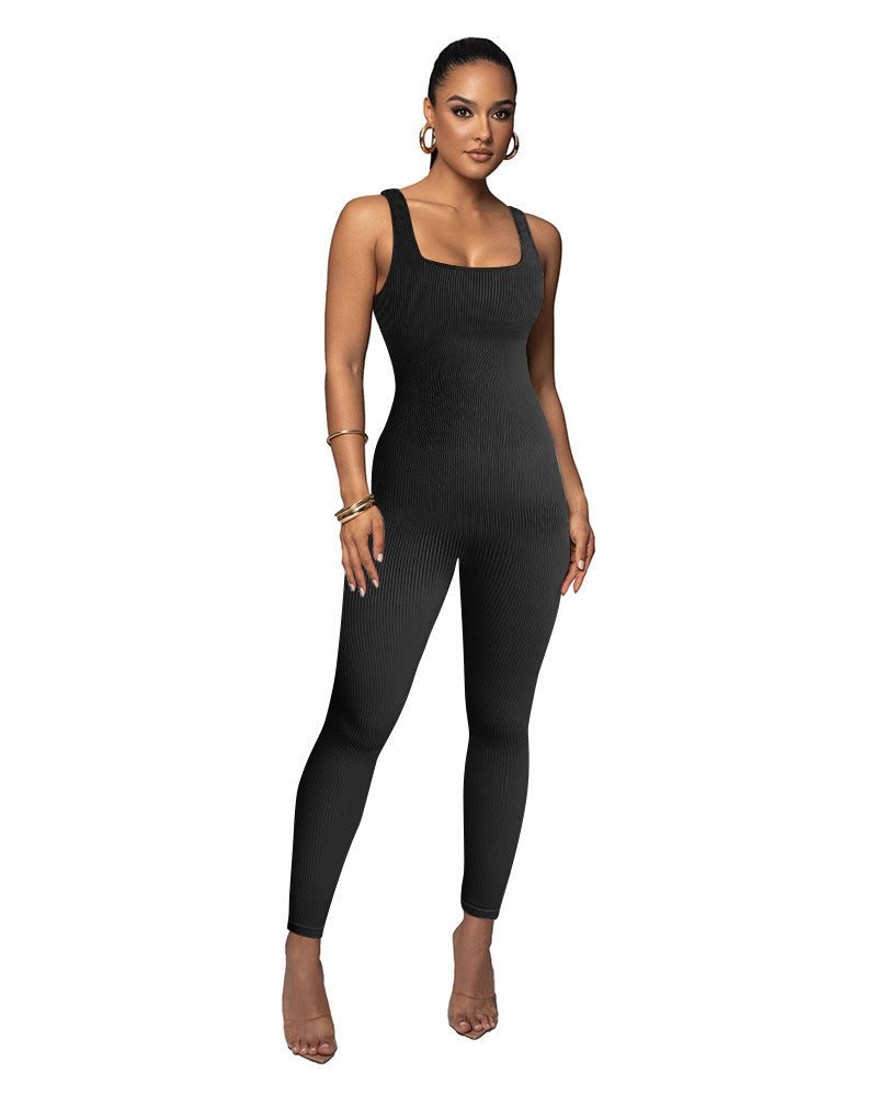 Idonea | Women's Bodycon Knit Jumpsuit in Black