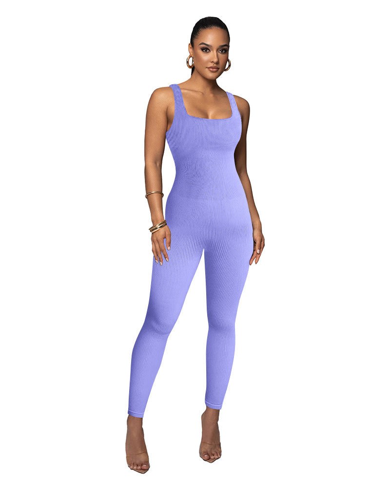Idonea | Women's Bodycon Knit Jumpsuit in Purple