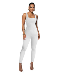 Idonea | Women's Bodycon Knit Jumpsuit in White