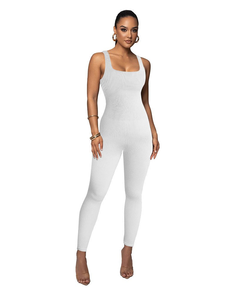 Idonea | Women's Bodycon Knit Jumpsuit in White