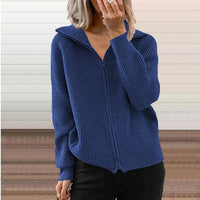 Idunn | Women's Zip Comfortable Knit Cardigan in Blue