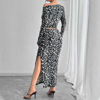 Ilaria | Women's Asymmetric Bodycon Two-Piece Set in Gray