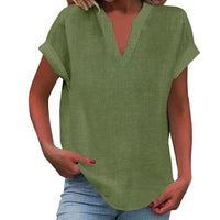 Ilaria | Women's V Neck Short Sleeve Blouse in Green