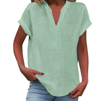 Ilaria | Women's V Neck Short Sleeve Blouse in Light Green