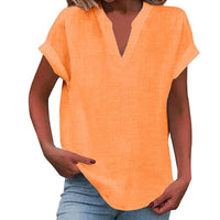Ilaria | Women's V Neck Short Sleeve Blouse in Orange