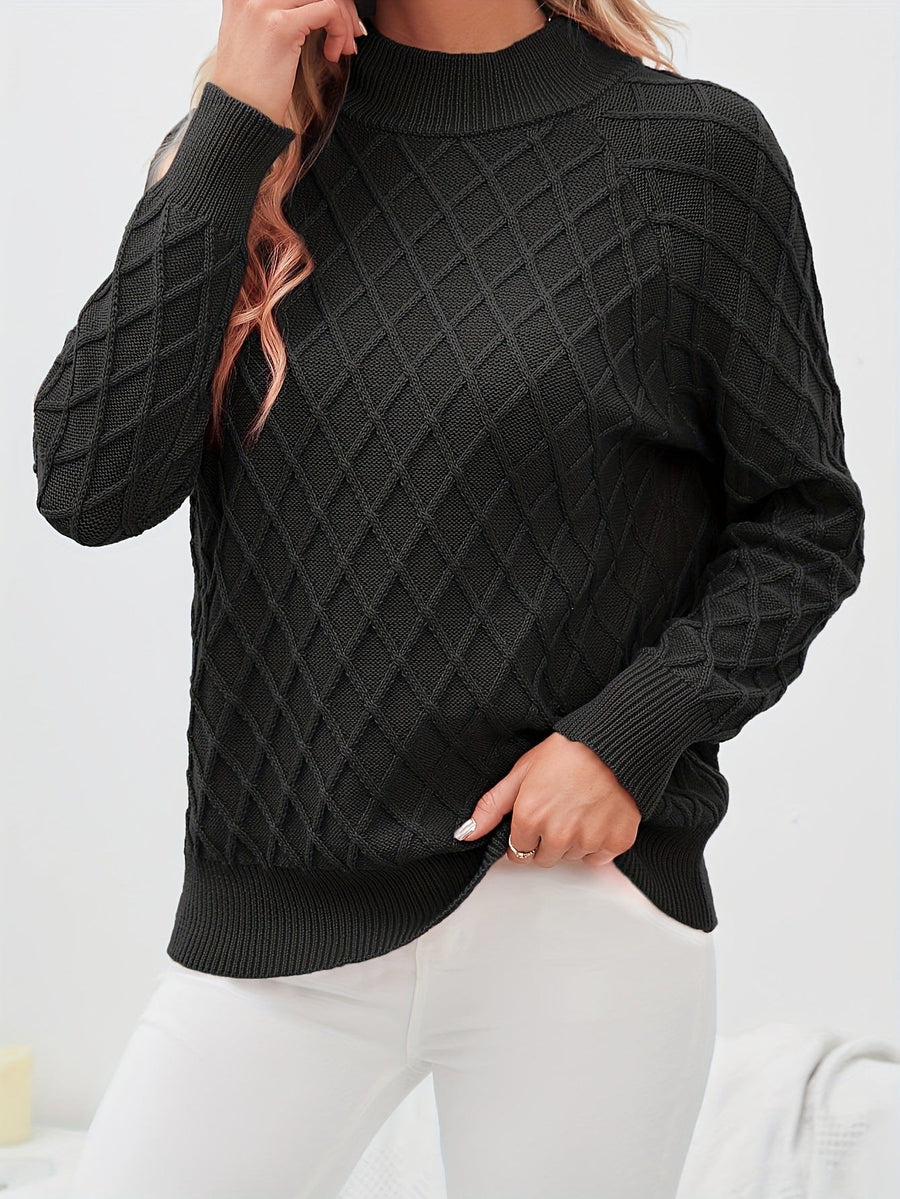 Ilse | Women's Stand Collar Knit Sweater in Black