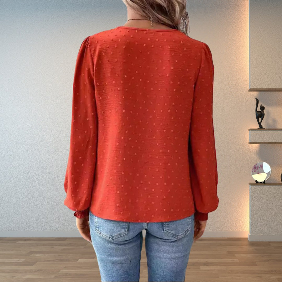 Imelda | Women's V-Neck with Guipure Lace Blouse