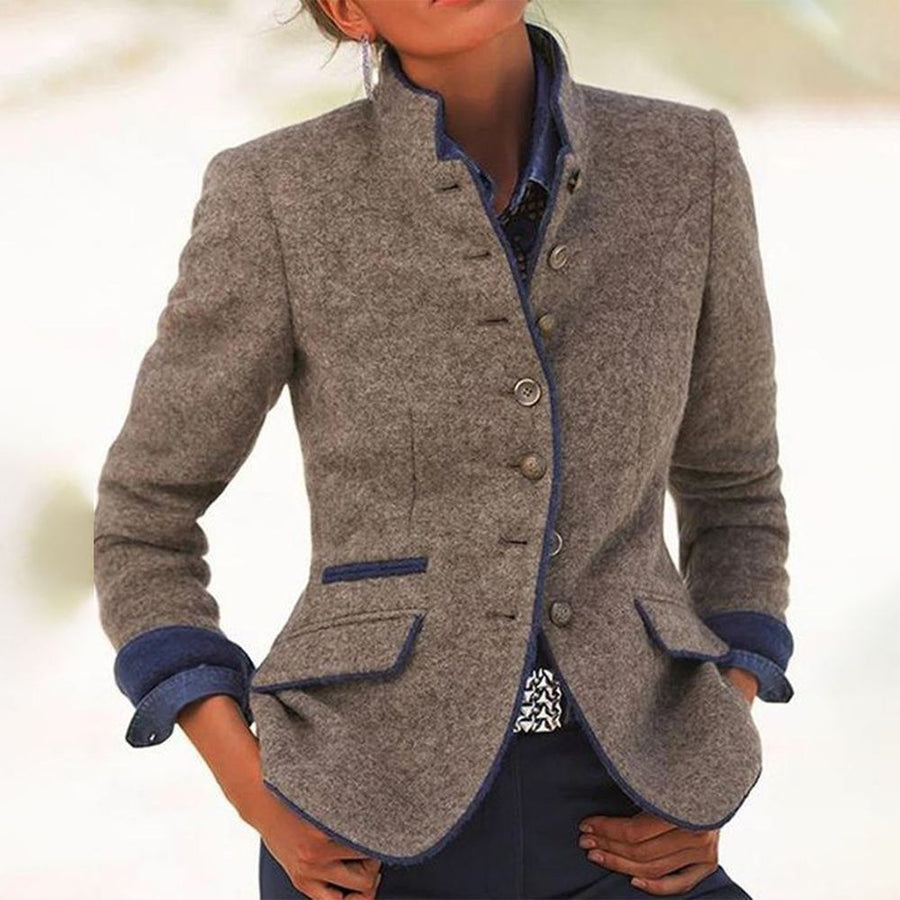 Immaculata | Women's Stand Collar Flap Pockets Jacket