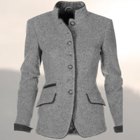 Immaculata | Women's Stand Collar Flap Pockets Jacket in Gray