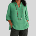 Imogen | Women's V-Notch Three-Quarter Sleeve Blouse